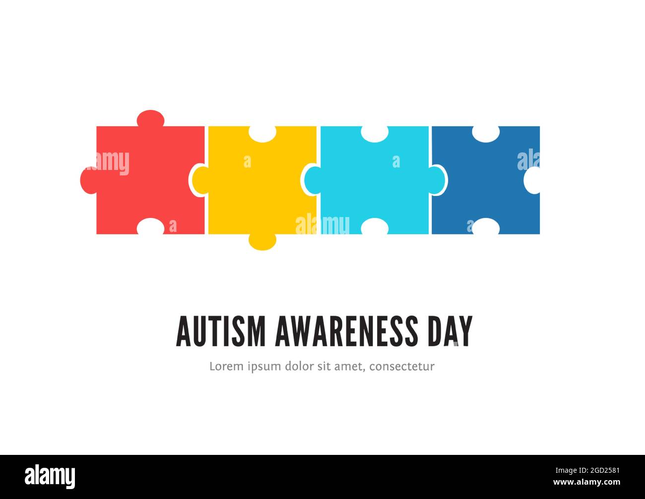 Autism awareness day concept with colorful puzzles vector illustration for banner, flyer, postcards Stock Vector