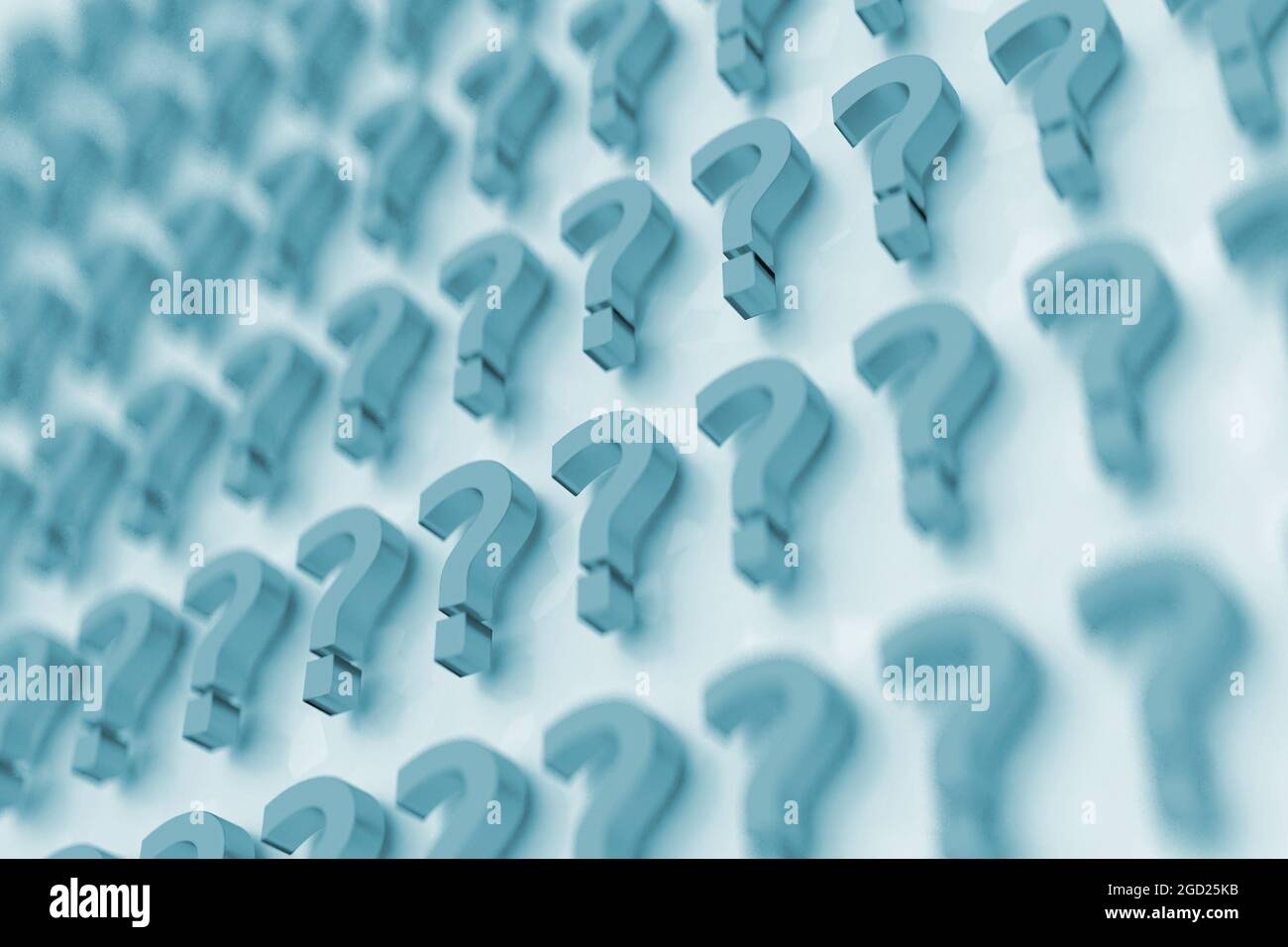 3D rendering of blue question marks on a white background Stock Photo ...