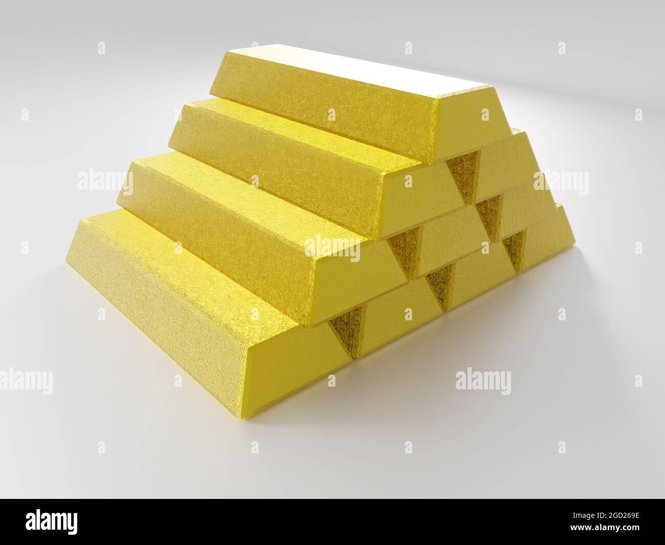3D rendering of gold bars isolated on white background Stock Photo - Alamy