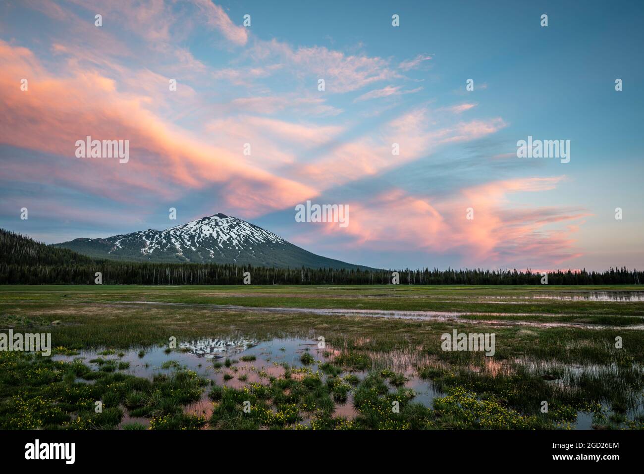 Mount Bachelor and Sparks Lake wetlands, Cascade Mountains, Oregon