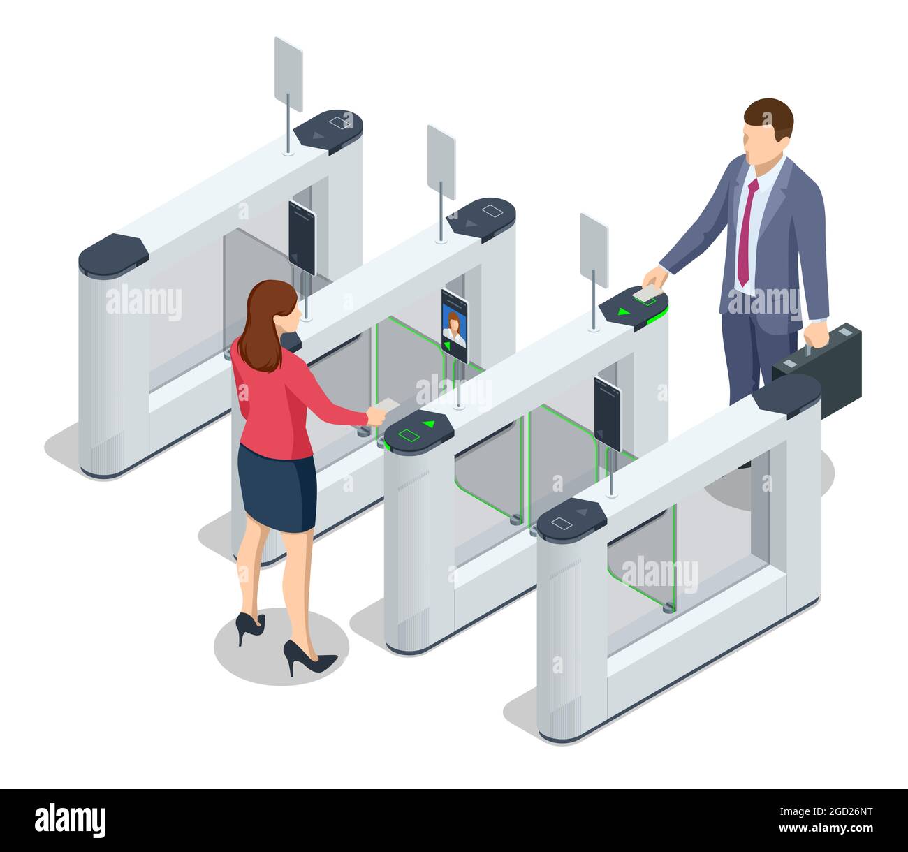 Isometric Turnstile. Access control equipment. Magnetic card access ...