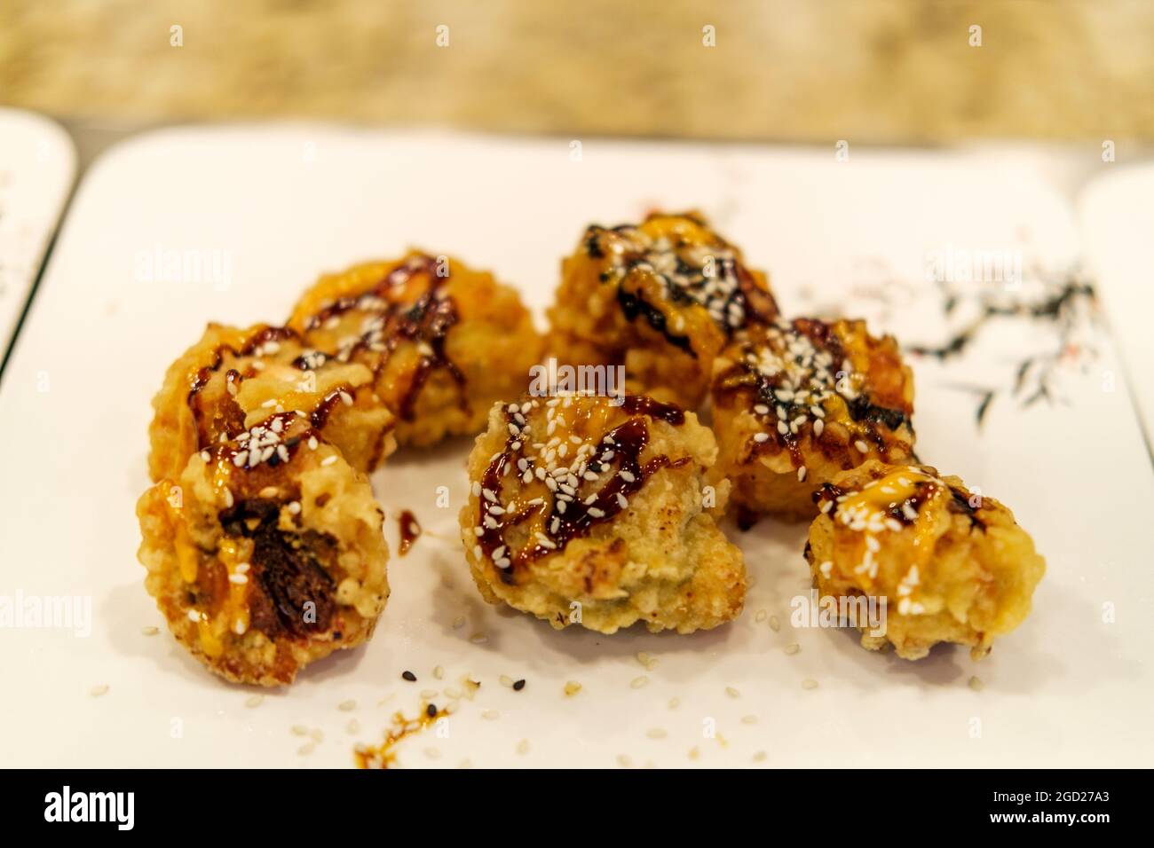 Crispy fried panko shrimp tempura buffet server Stock Photo Alamy