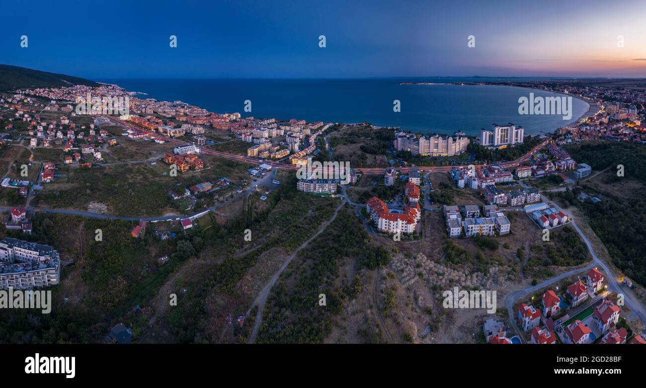 Aerial view to the sea resort Sunny Beach, Bulgaria Stock Photo