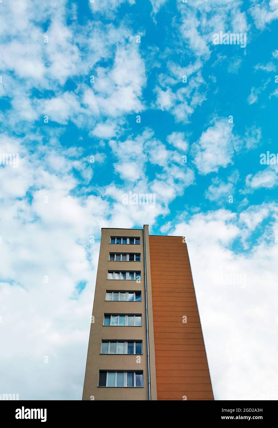 Beautiful tall building against the blue sky. Warsaw. Poland 21.07.2021 Stock Photo