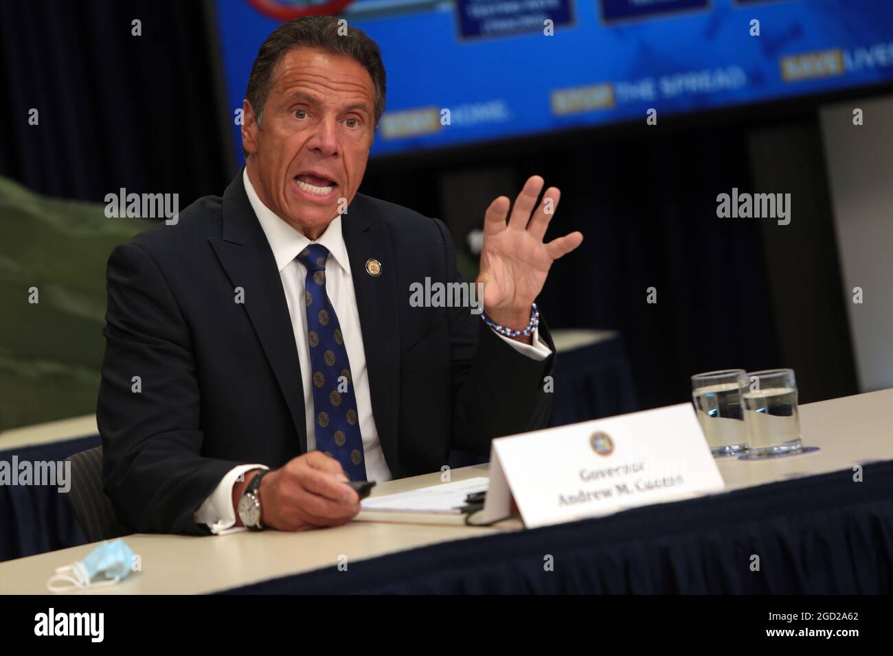 **FILE PHOTO** NY Governor Andrew Cuomo Resigns Amid Harassment Scandal. NEW YORK, NY - JULY 6: New York State Governor Andrew Cuomo updates New Yorkers and announces mid-Hudson region to enter phase IV of reopening tomorrow and calls on President Trump to acknowledge that COVID-19 exists and is a problem. Cuomo also confirms 518 additional coronavirus cases in New York State at the Governor's Office in New York City on July 6, 2020. Credit: mpi43/MediaPunch Stock Photo