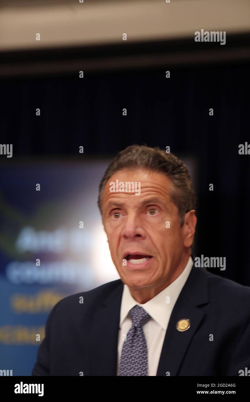 **FILE PHOTO** NY Governor Andrew Cuomo Resigns Amid Harassment Scandal. NEW YORK, NY - JULY 1: New York Governor Andrew Cuomo holds his daily press conference on COVID-19 update where he announced new restrictions and quarantined new states held at Governor's Office on July 1, 2020 in New York City. Credit: mpi43/MediaPunch Stock Photo