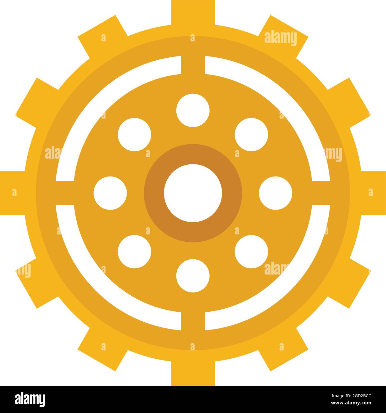 Broken watch cog wheel icon. Flat illustration of broken watch cog ...