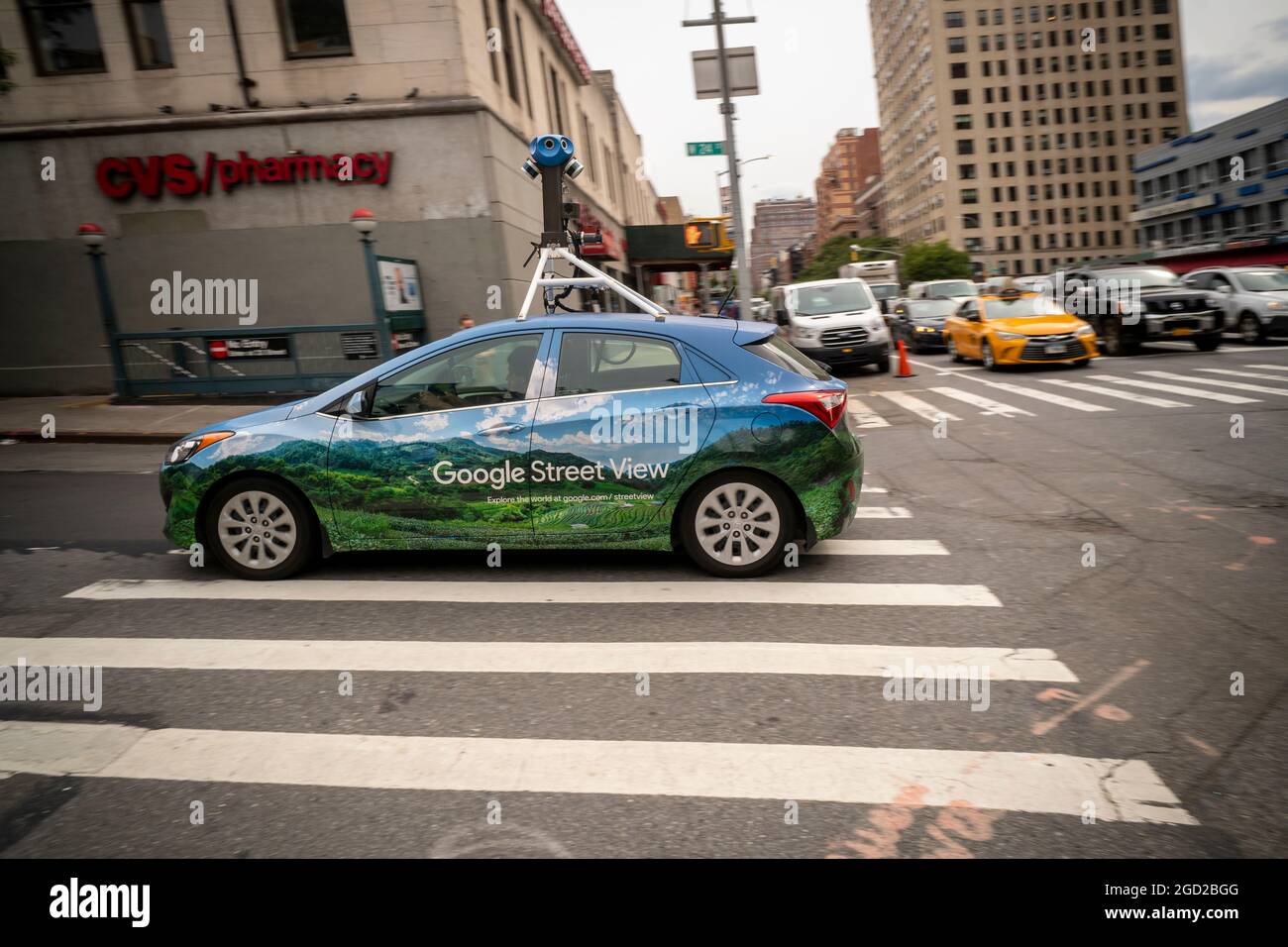 A Google Street View vehicle in Chelsea in New York on Tuesday, August 3, 2021.  (© Richard B. Levine) Stock Photo