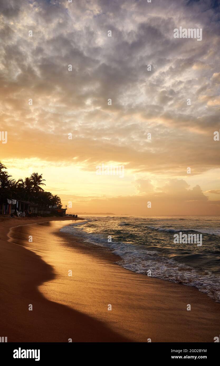 Tropical beach at sunrise Stock Photo - Alamy