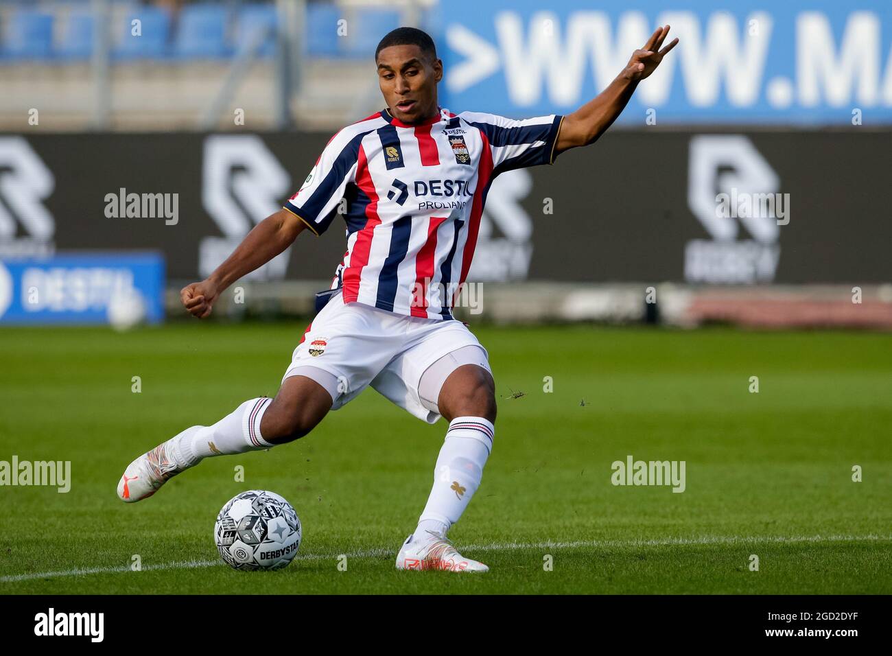 TILBURG, NETHERLANDS - AUGUST 10: Driess Saddiki of Willem II during the Pre-season Friendly match between Willem II and Royal Excelsior Virton at the Koning Willem II Stadion on August 10, 2021 in Tilburg, Netherlands (Photo by Broer van den Boom/Orange Pictures) Stock Photo