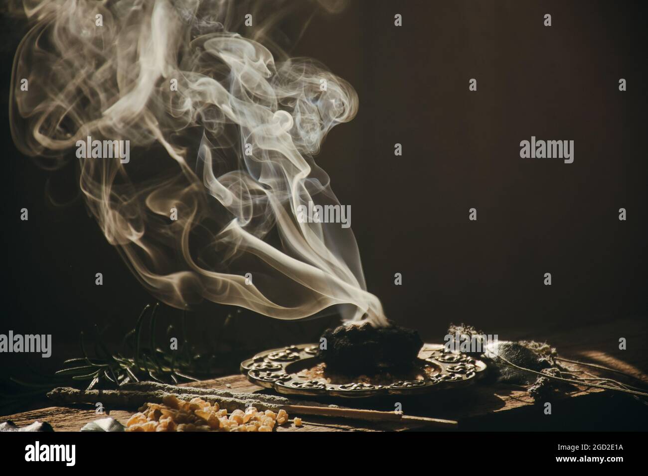 Charcoal burning with incense Stock Photo Alamy