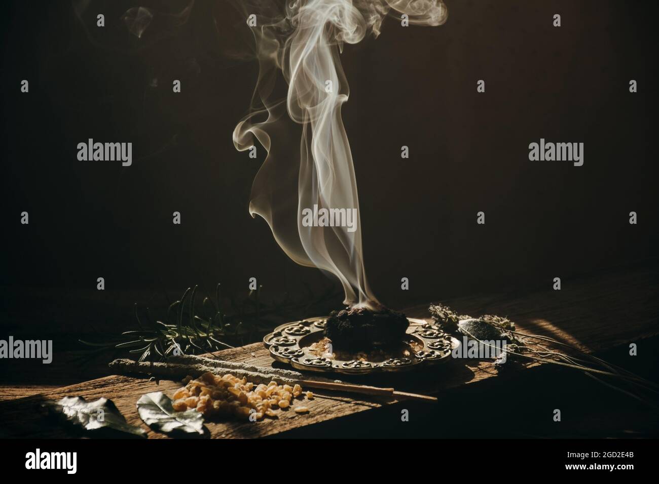 Charcoal burning with incense Stock Photo Alamy