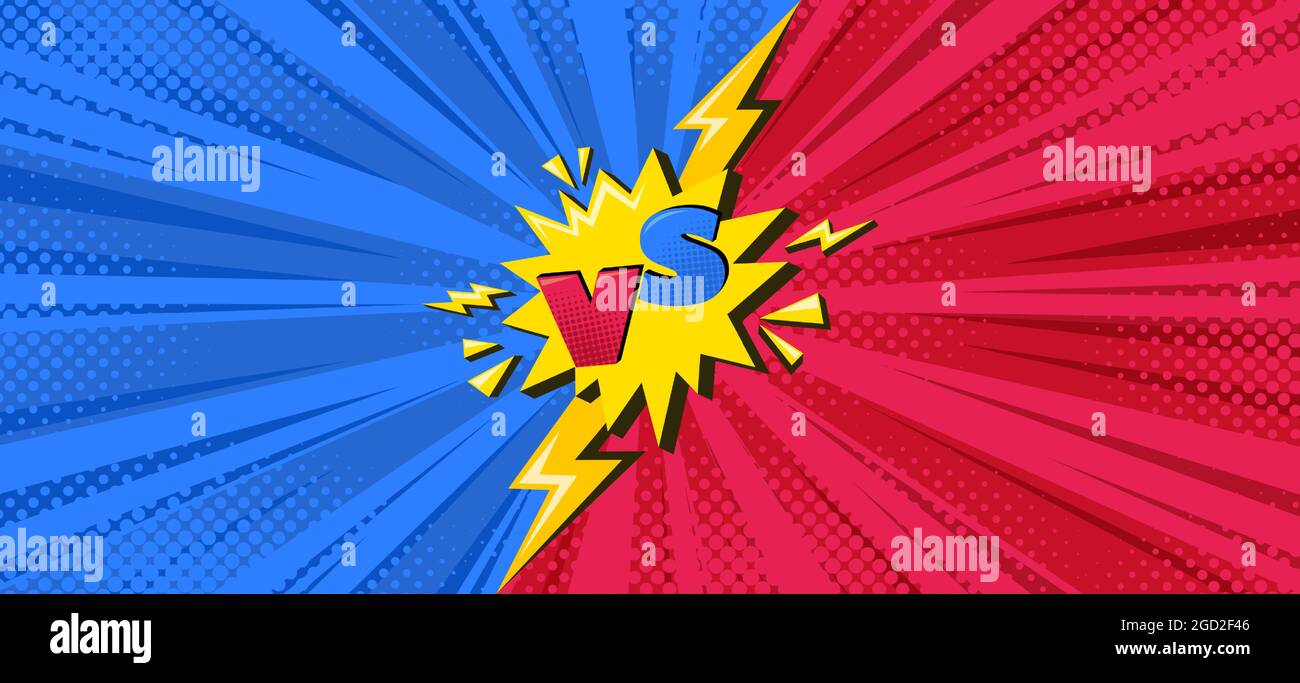 Superhero halftoned background with lightning. Versus comic design with  yellow flash. Vector illustration backdrop Stock Vector Image & Art - Alamy