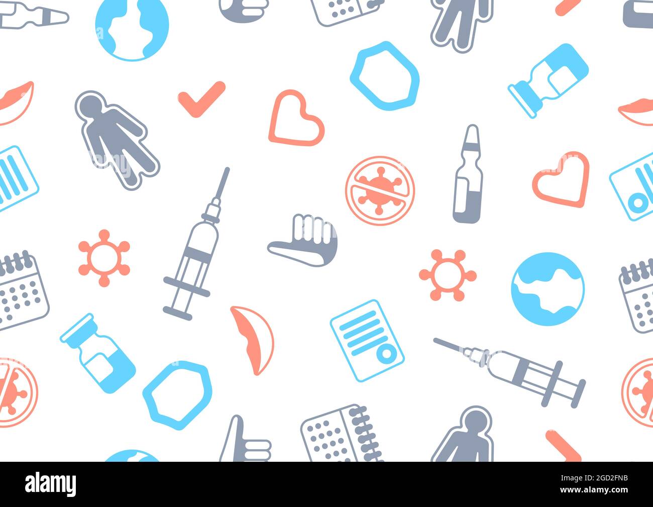 Vaccination seamless pattern with vaccine icons. Immunization items ...