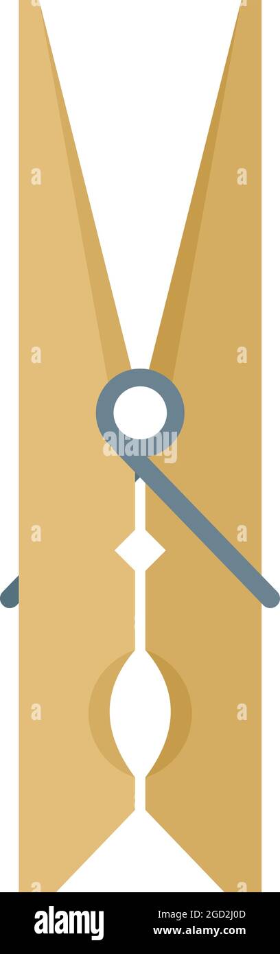 Wood clothes pin icon. Flat illustration of wood clothes pin vector icon isolated on white background Stock Vector