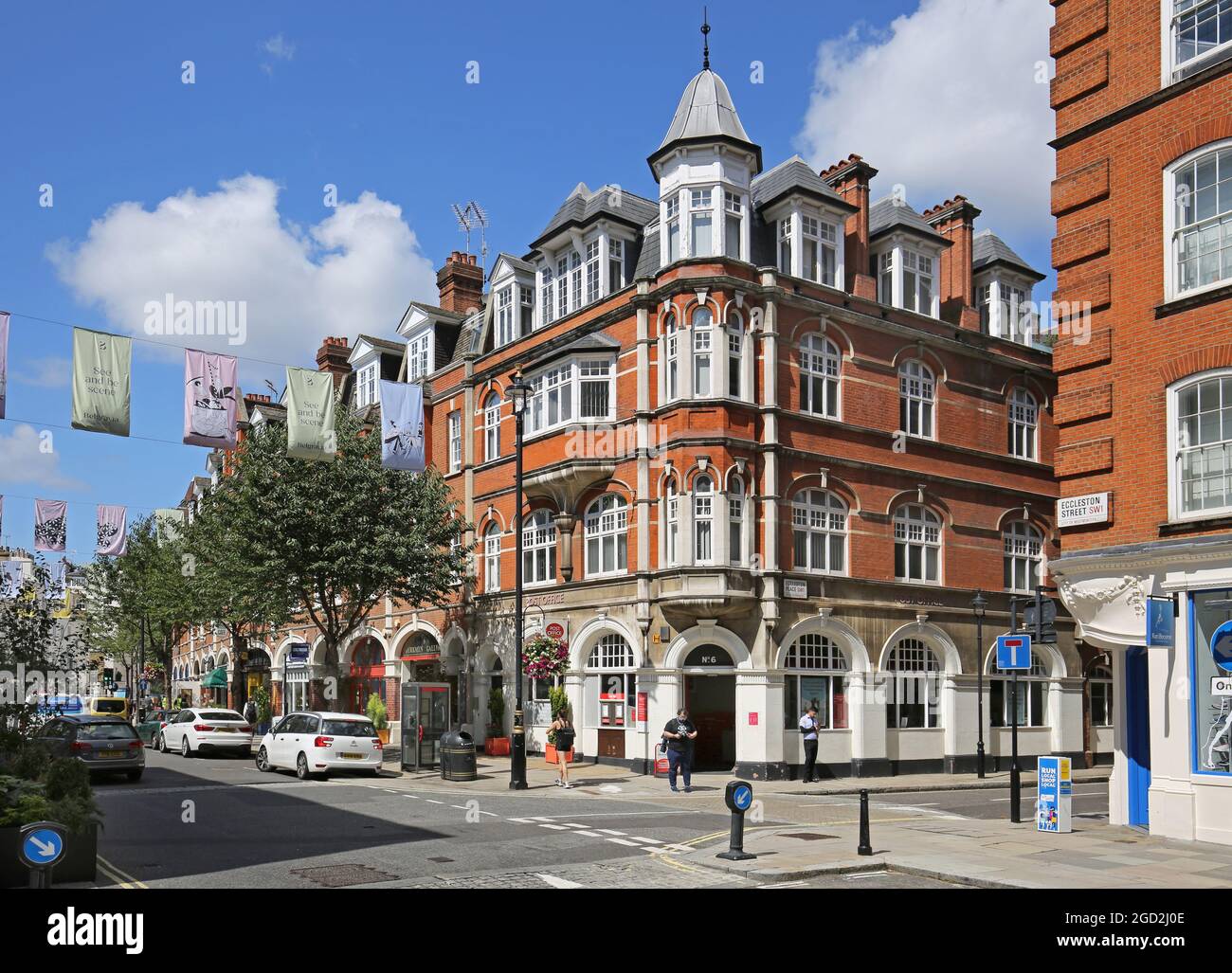 Corner of Eccleston Street and Eccleston Place in the exclusive Belgravia district of London, UK Stock Photo