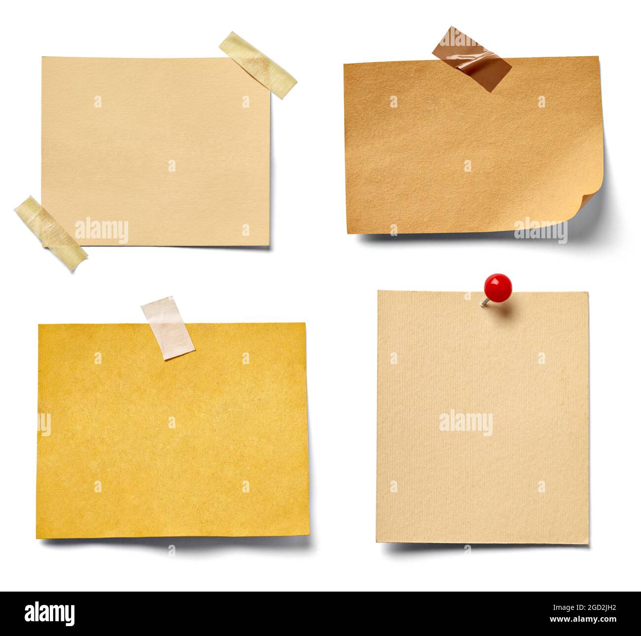 collection of various vintage note paper on white background. each one ...