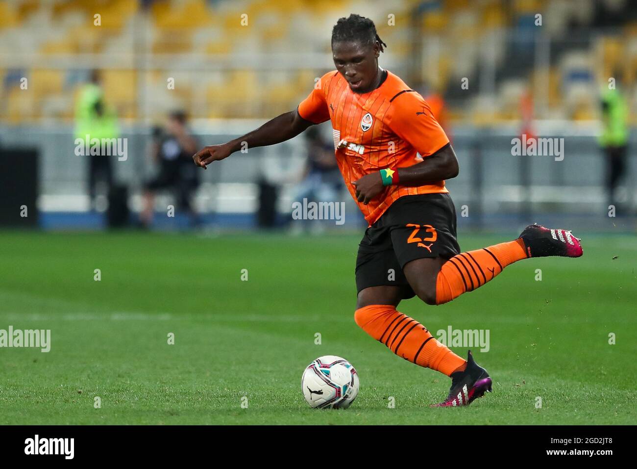 Kyiv Ukraine August 10 Lassina Traore Of Shakhtar Donetsk During The Uefa Champions League Third Qualifying Round Leg Two Match Between Shakhtar Donetsk And Krc Genk At Nsk Olimpiejsky On August