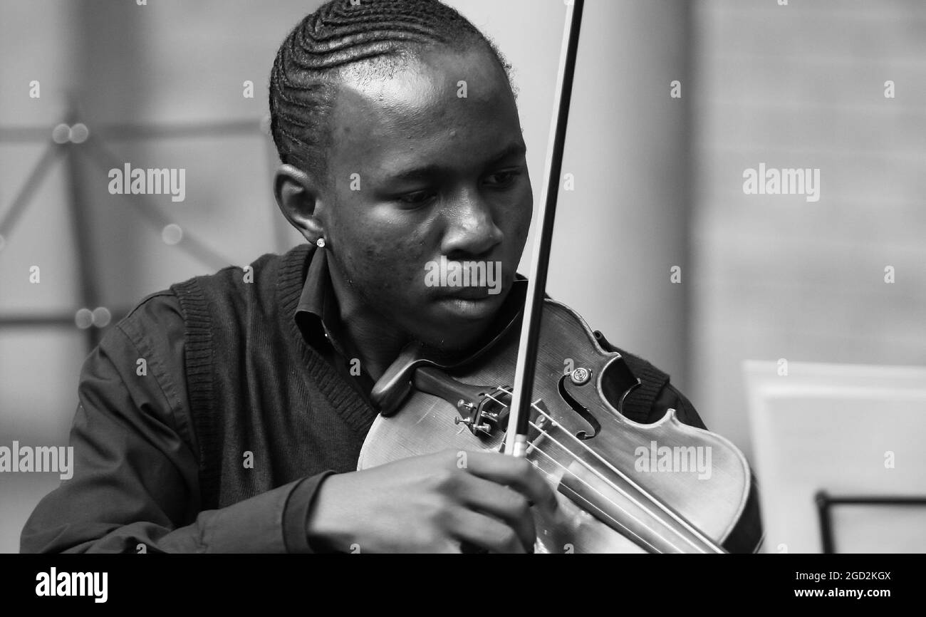 JOHANNESBURG, SOUTH AFRICA Jan 05, 2021 A grayscale of a young male