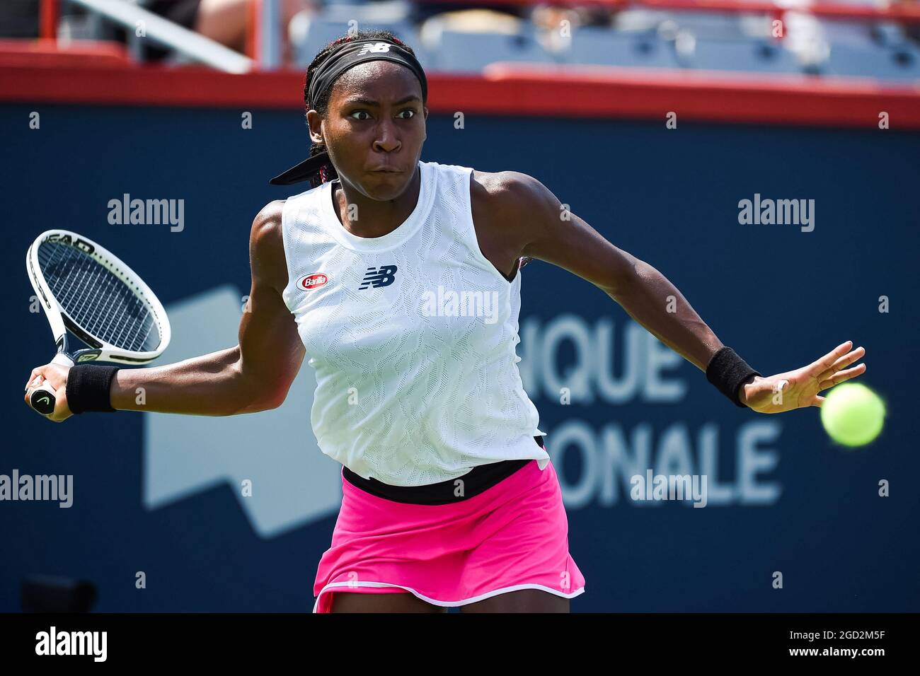 Montreal, Canada. August 10, 2021 Cori Gauff (USA) returns the ball