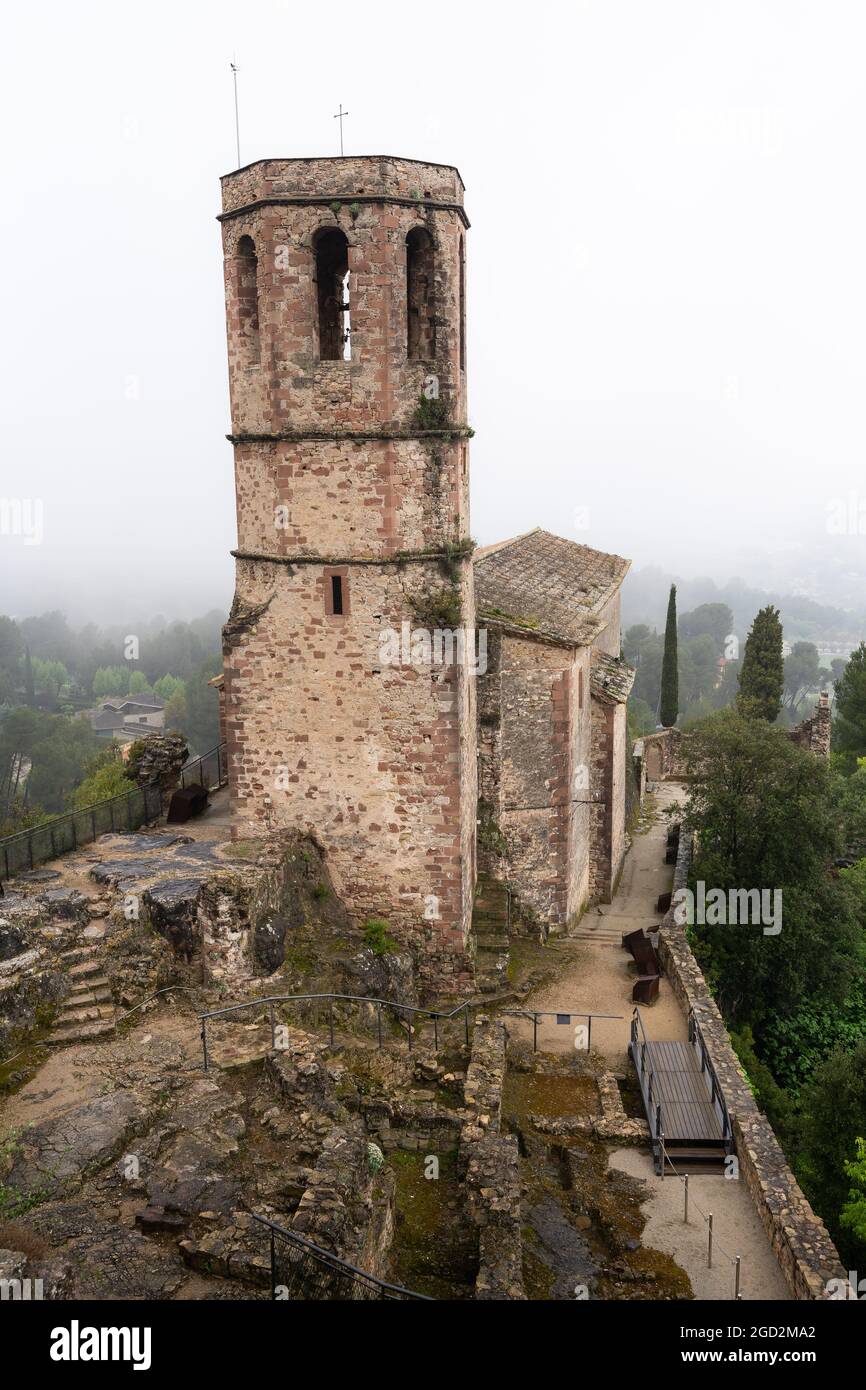 Aerial view of the Gelida Castle in Spain Stock Photo