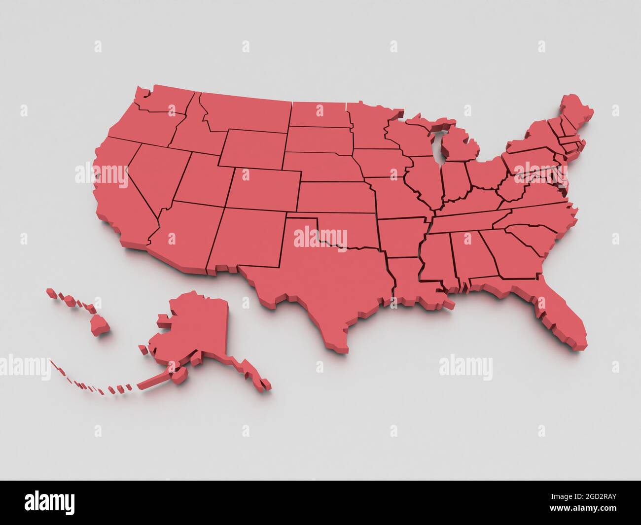 3D render of a map of the USA in red Stock Photo - Alamy