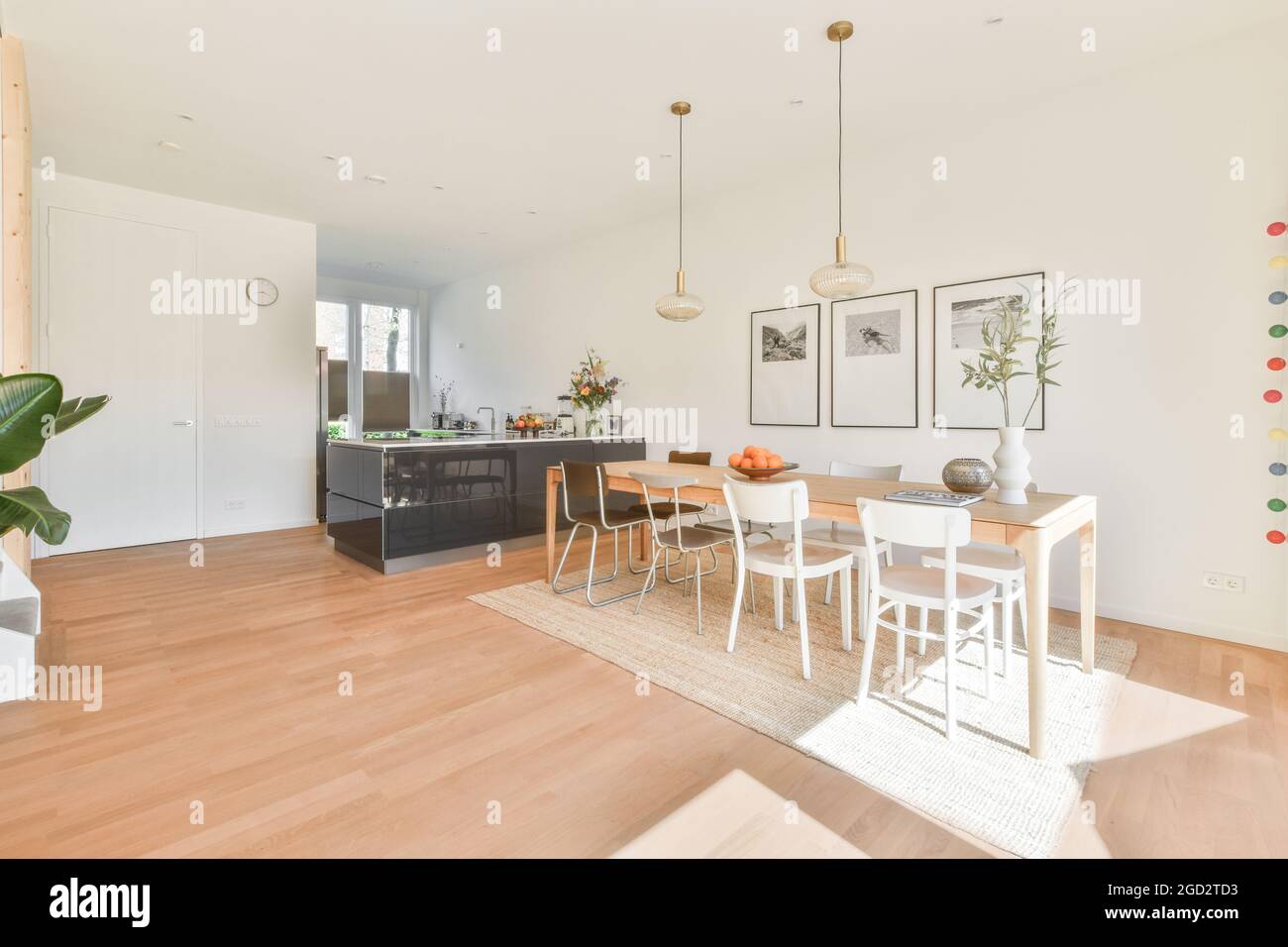 Interior design of bright and beautiful dining room Stock Photo - Alamy