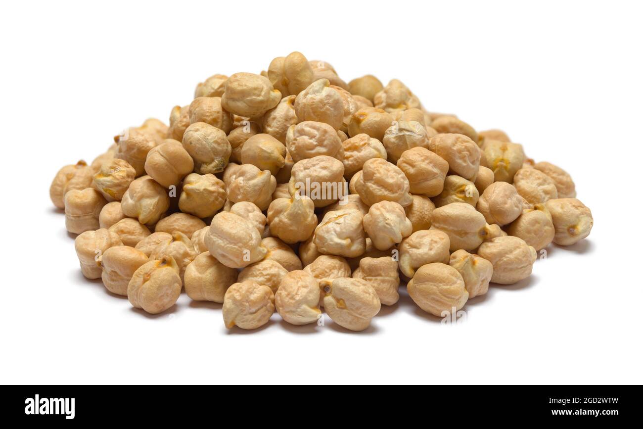 Pile of Garbanzo Beans Cut Out on White. Stock Photo