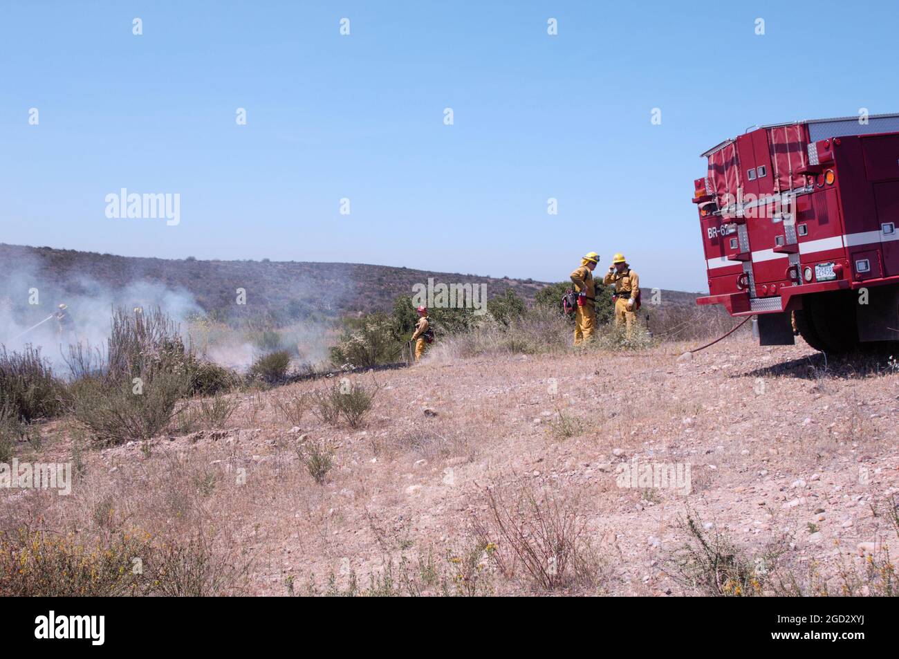 Miramar Firefighters conducting controlled burn Stock Photo