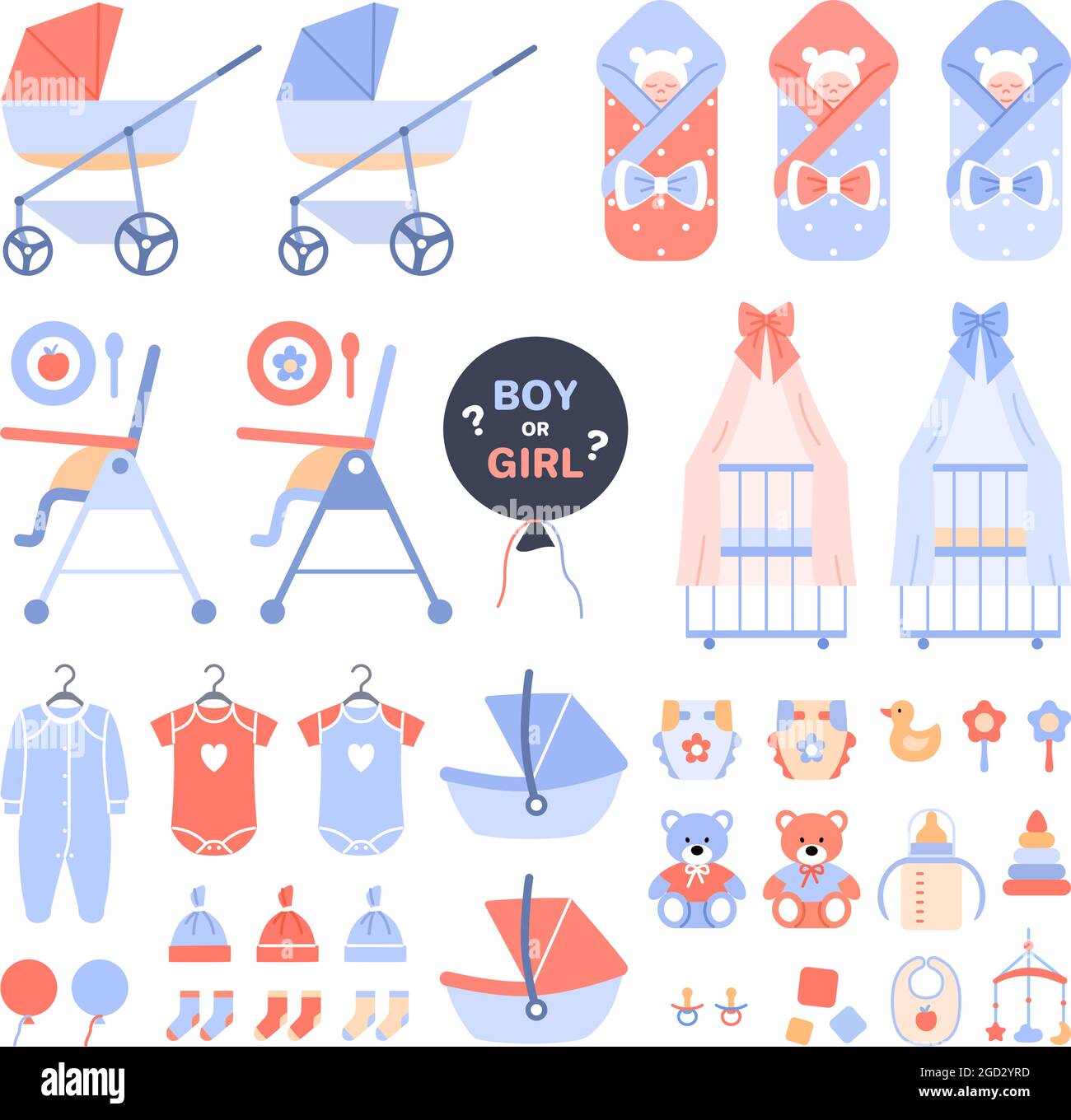 Newborn baby objects set on white background Stock Vector Image & Art