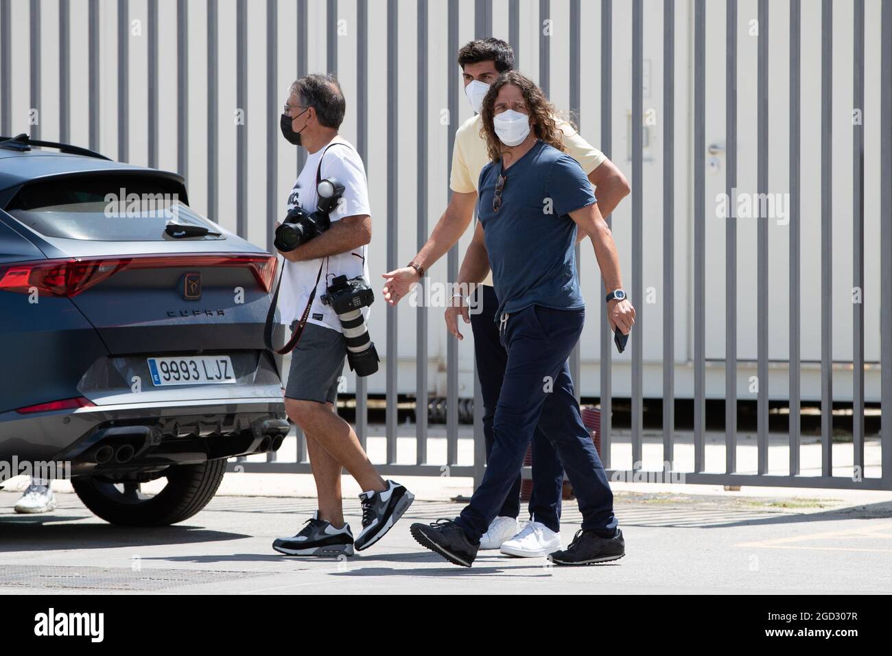 Carles Puyol arrives to Lionel Messi farewell press conference at Auditori 1899 at Camp Nou Stadium in Barcelona, Spain. (Credit: David Ramirez) Stock Photo