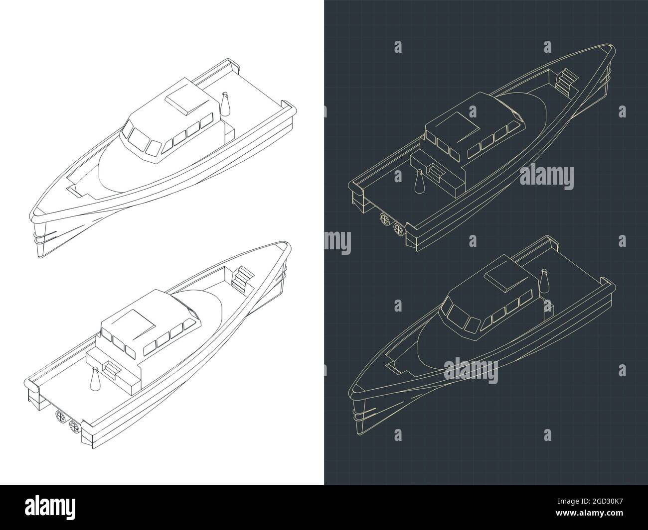 Stylized vector illustration of isometric blueprints of search and ...