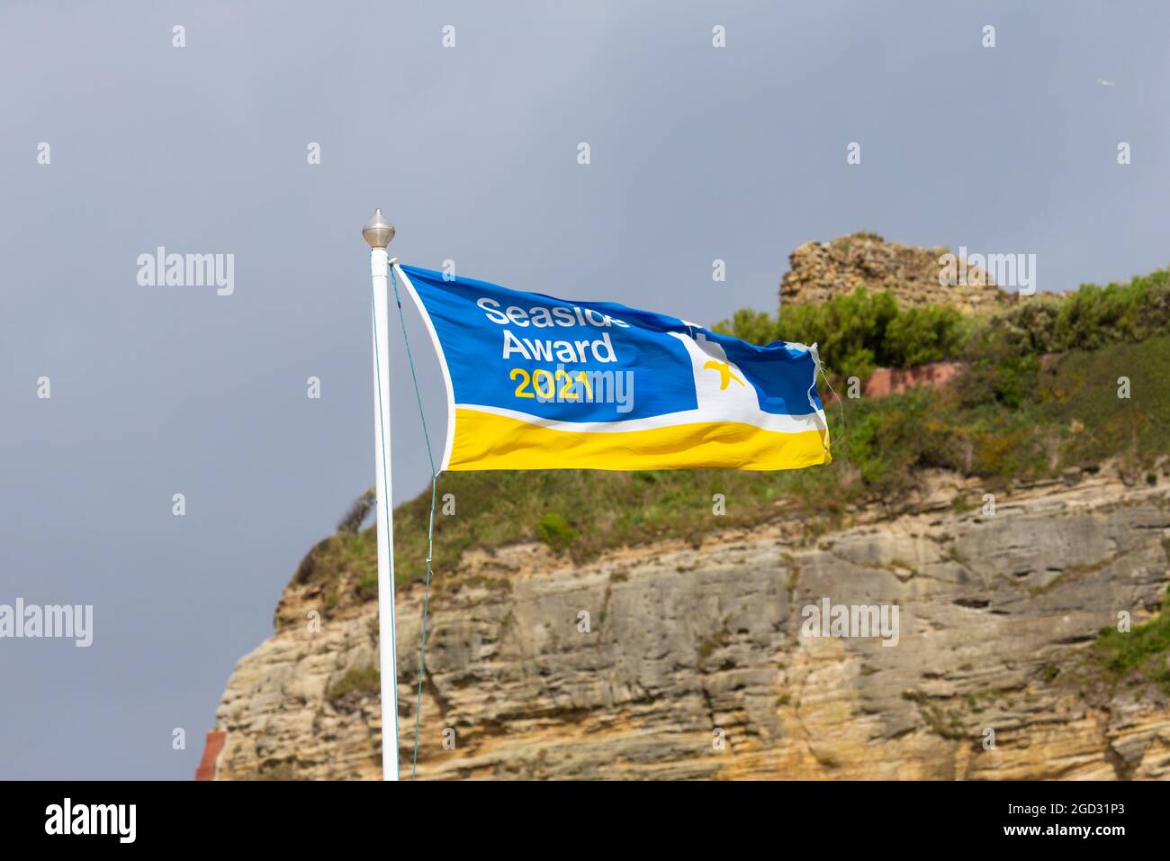 Seaside award 2021 flag, hastings, east sussex, uk Stock Photo