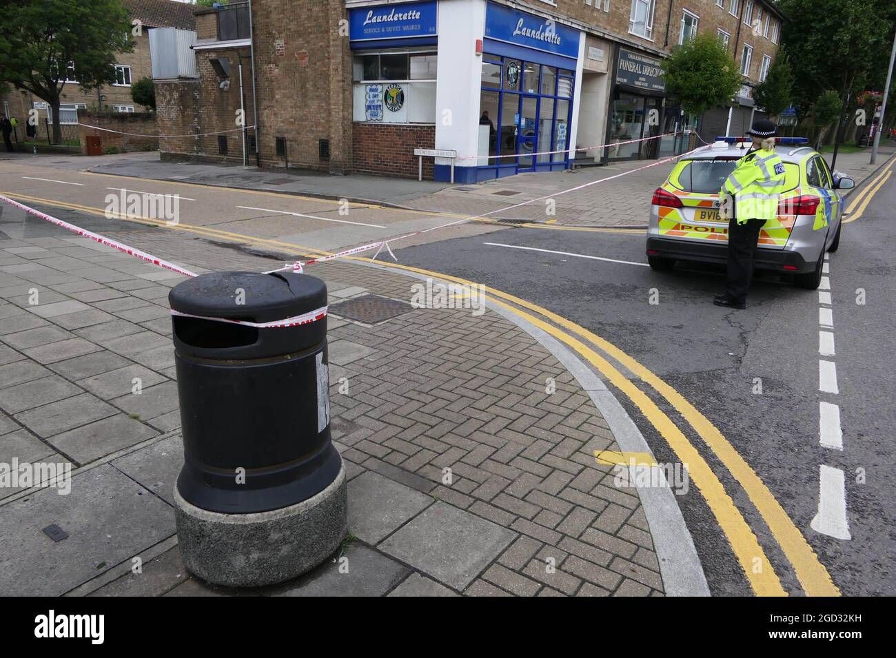 Chingford, UK, 11/08/21, Neighbours have told how  Jamie Markham came out of his flat to defend his daughterThe victim of Monday night's stabbing in Chingford was defending his daughter from a group of boys harassing her, neighbours have told My London. Stock Photo