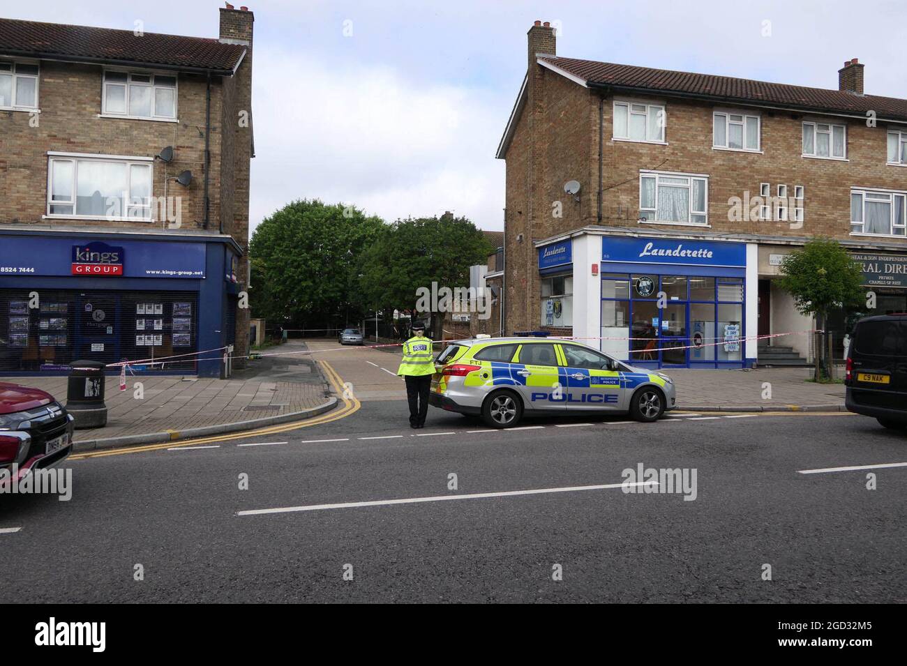 Chingford, UK, 11/08/21, Neighbours have told how  Jamie Markham came out of his flat to defend his daughterThe victim of Monday night's stabbing in Chingford was defending his daughter from a group of boys harassing her, neighbours have told My London. Stock Photo