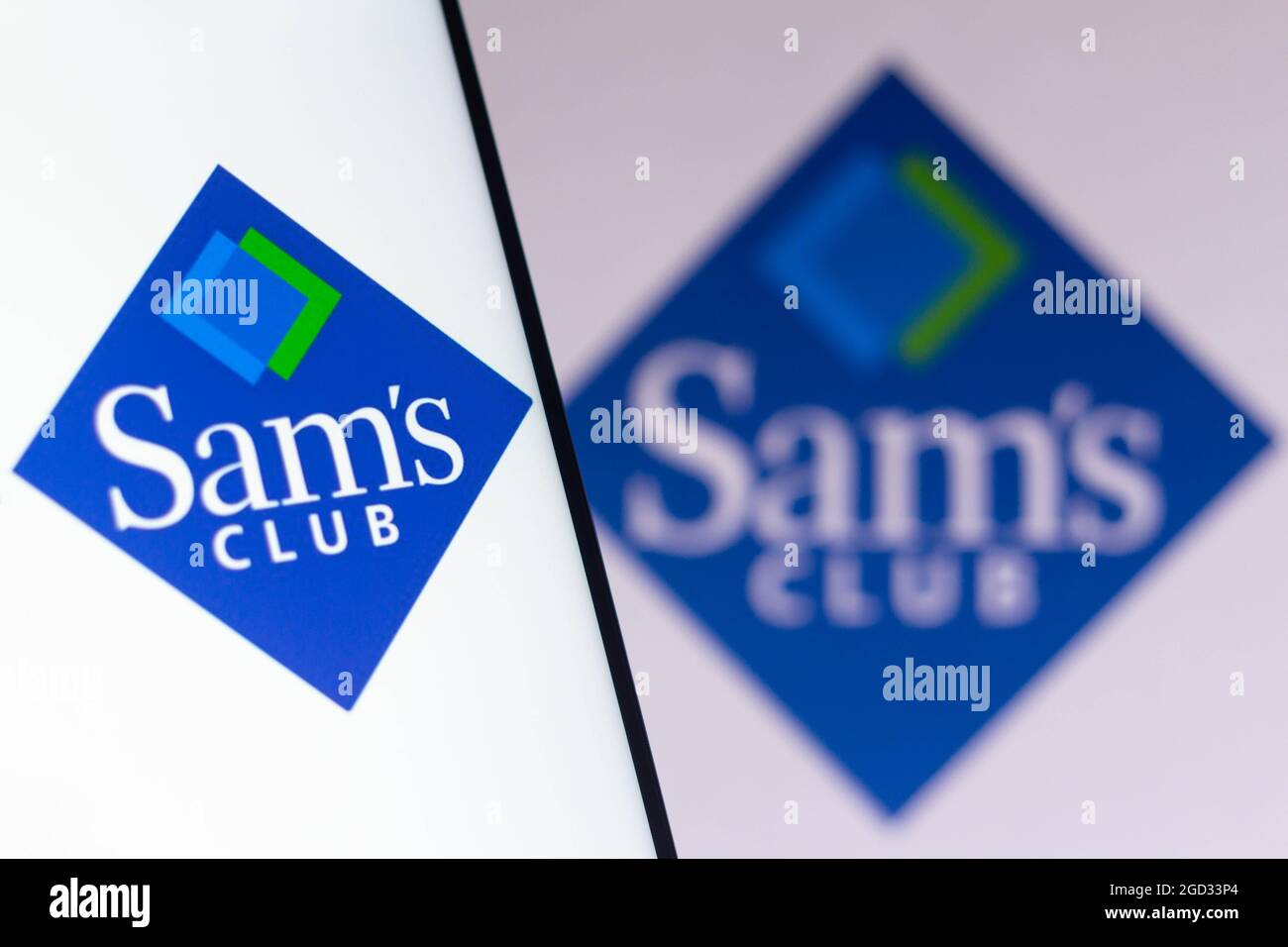 In this photo illustration, the Sams Club logo seen displayed on a pc screen. Stock Photo