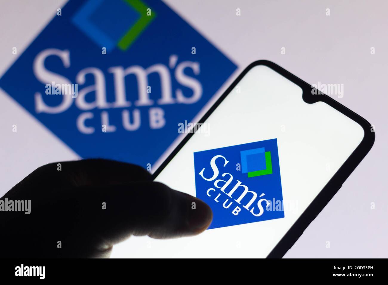 In this photo illustration, the Sams Club logo seen displayed on a smartphone. Stock Photo