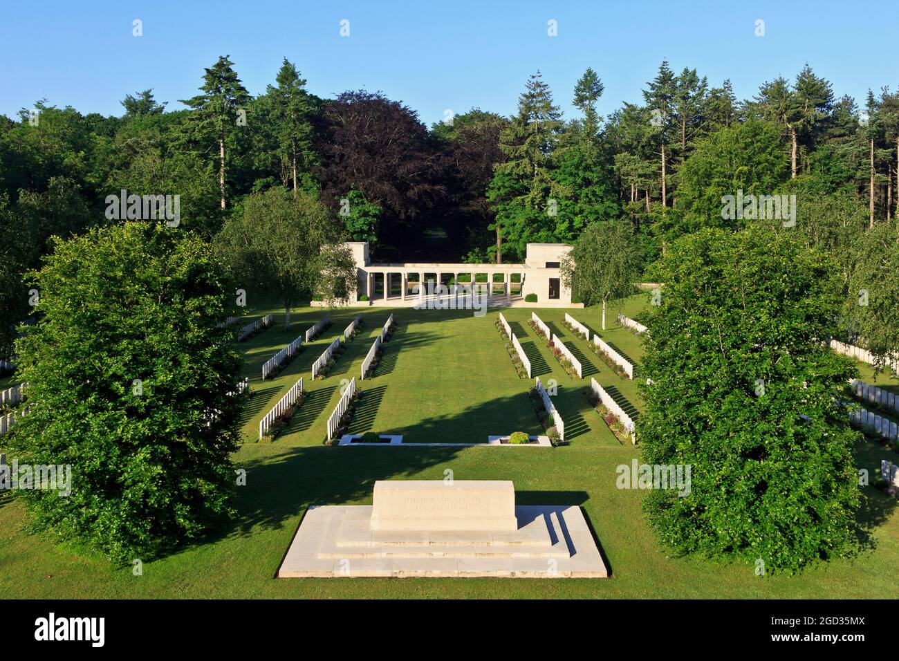 The First World War New Zealand Memorial at Buttes New British Cemetery in Zonnebeke, Belgium Stock Photo