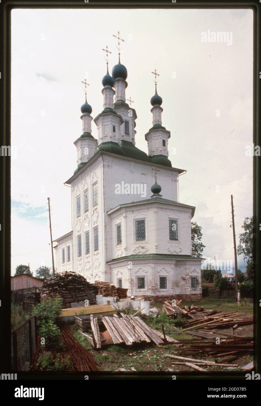 Church of the Trinity in Green Fisher's Quarter (1768-72 and 1780-88), southeast view, Tot'ma, Russia 1996. Stock Photo