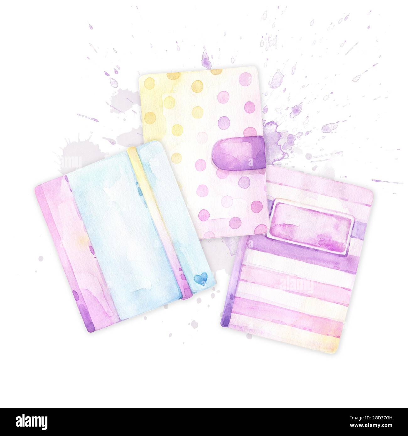 Set of back to school pink and blue notebooks, notepads, flatlay ...