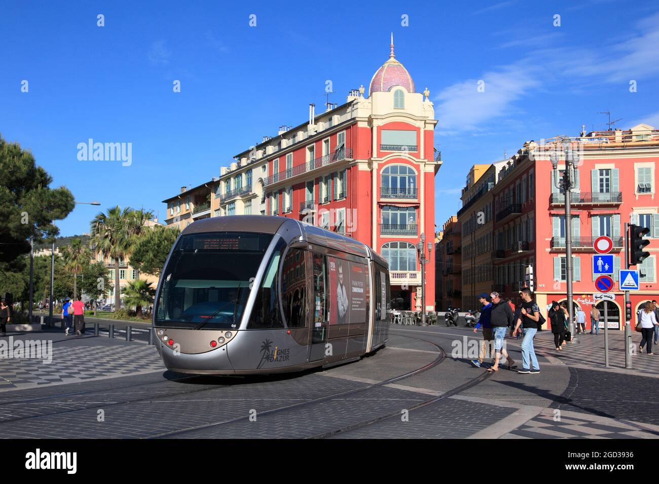 Tram, Place Massena, Nice, Cote d'Azur, French Riviera, Provence, France, Europe Stock Photo