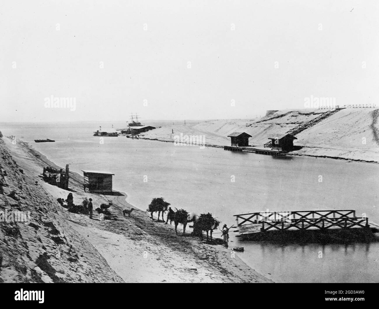Suez Canal and Lake Timsah ca. between 1909 and 1919 Stock Photo