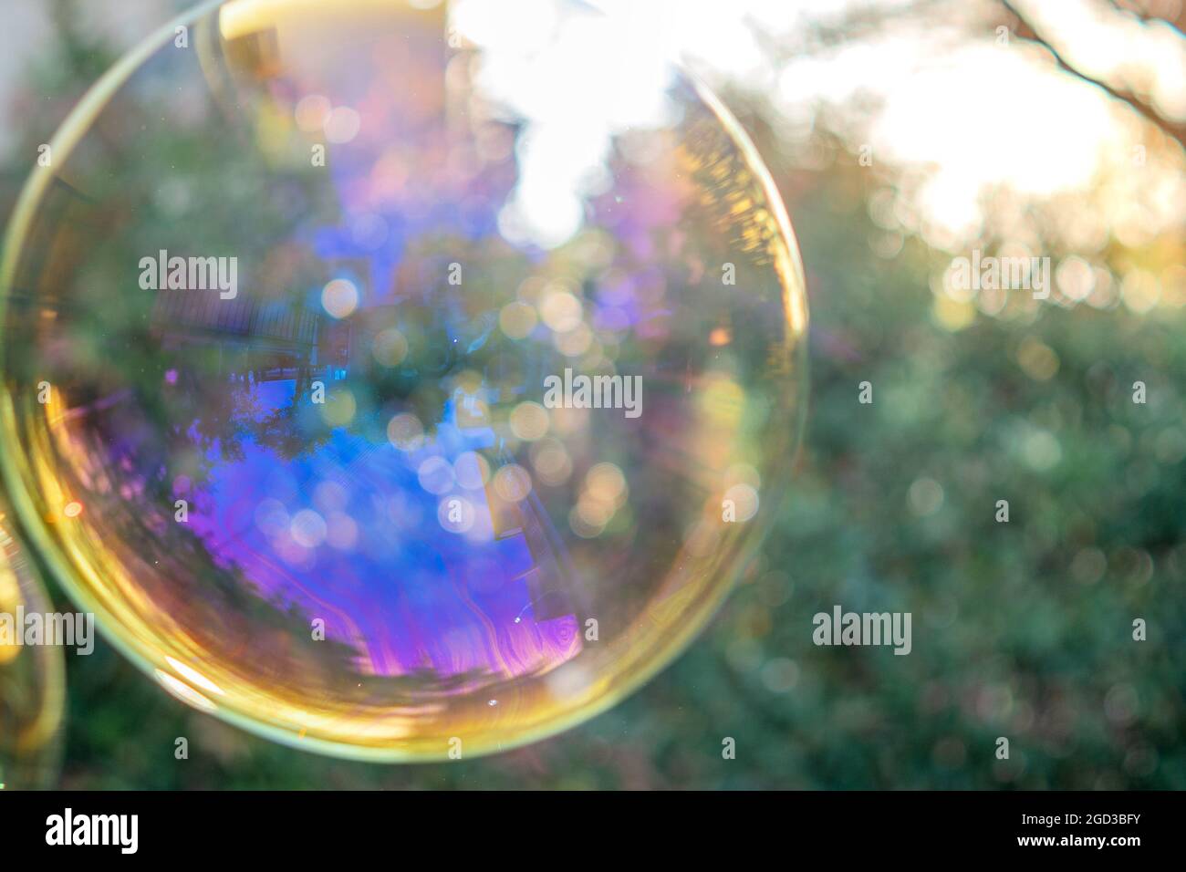 Floating reflective soap bubble in the sky Stock Photo - Alamy