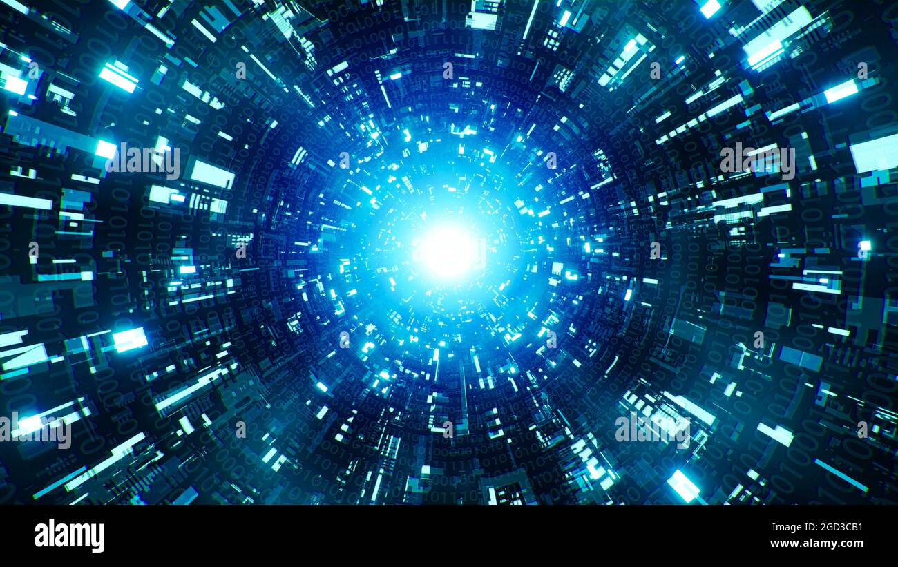 Blue Binary Data Futuristic Technology Background Stock Photo - Alamy