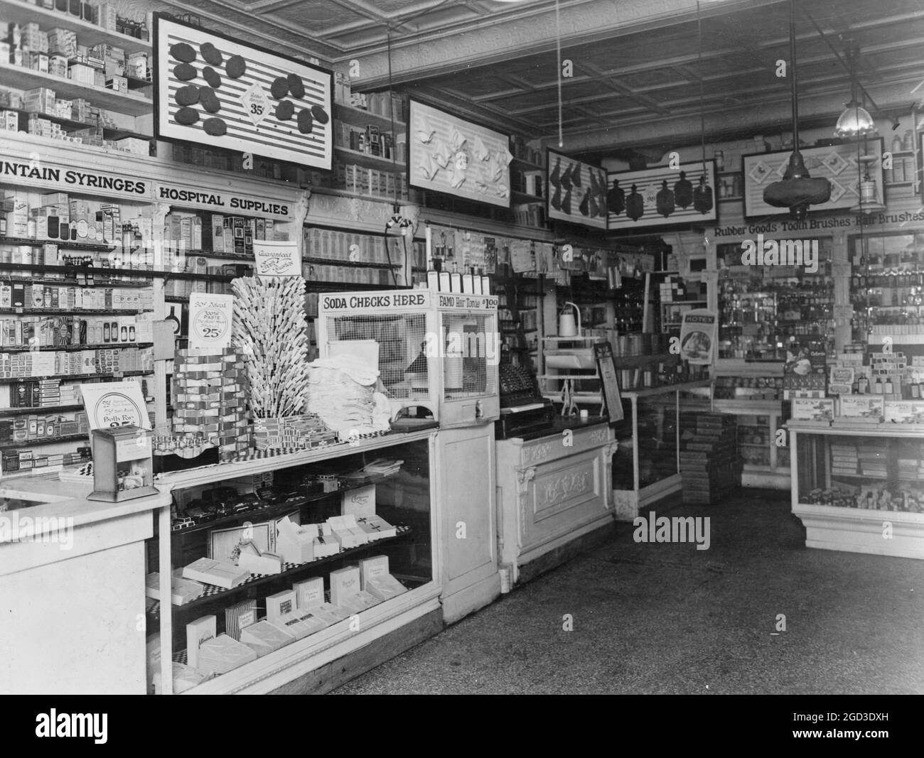 Interior of People's Drug Store, 7th and M Streets, Washington, D.C., with products in display