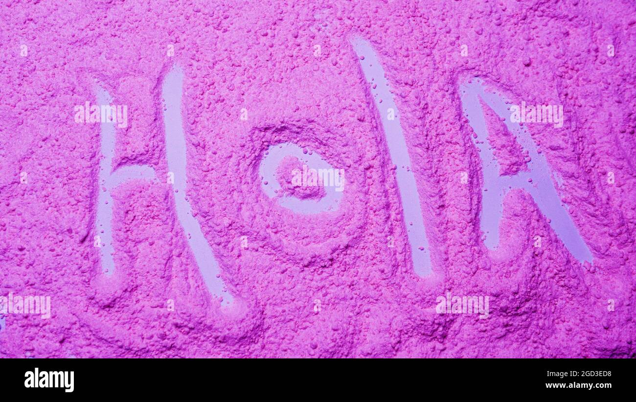 Hello Spanish, speak HOLA Spanish. Powder texture Stock Photo Alamy