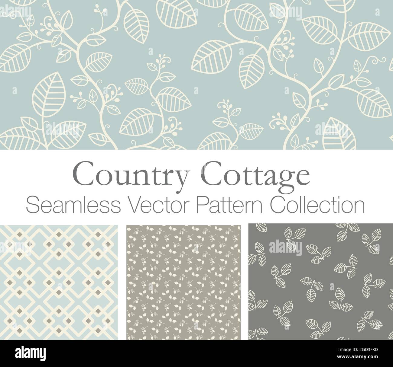 Fresh Spring Country Cottage Seamless Vector Patterns Stock Vector