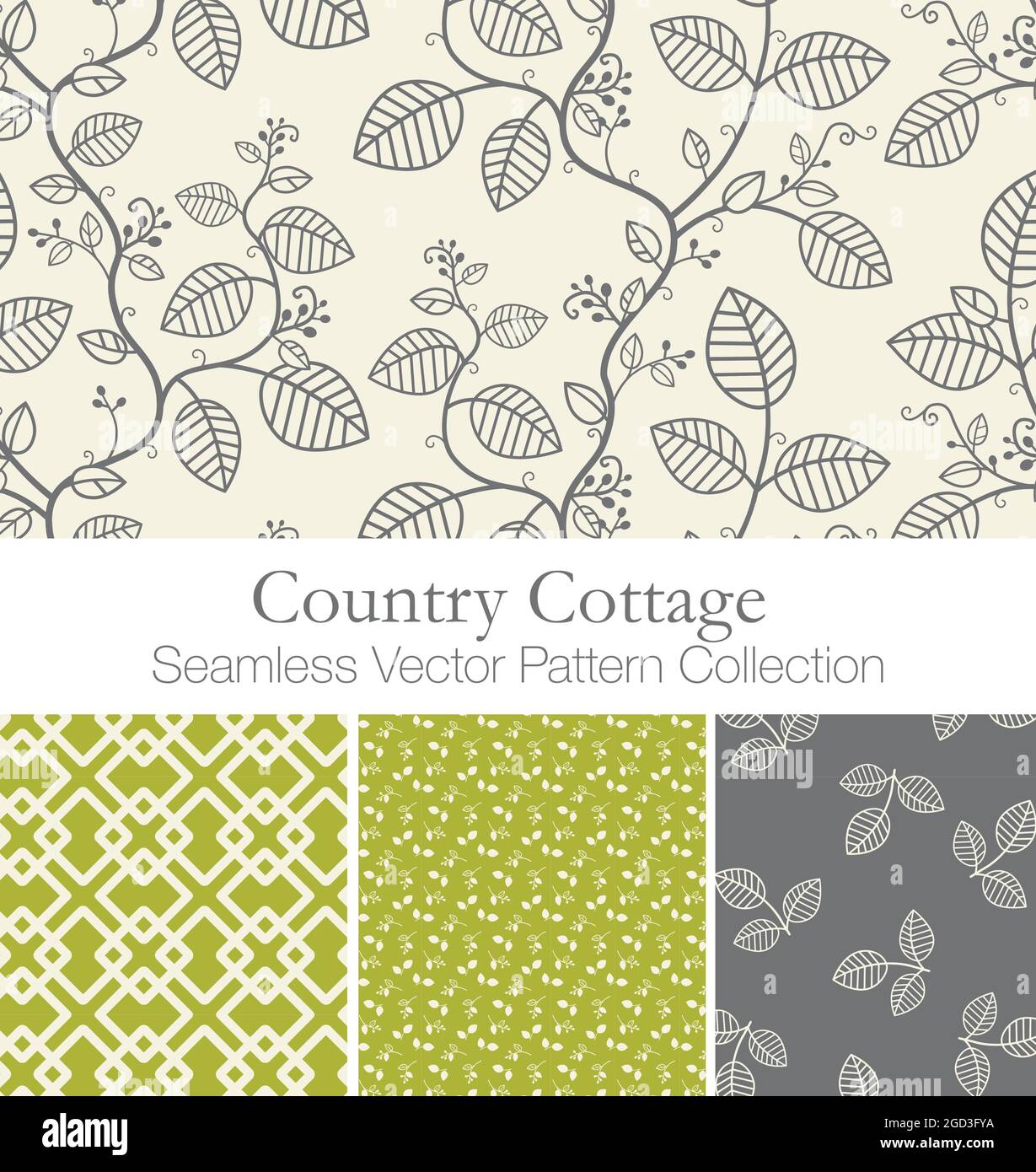 Charming Country Cottage Seamless Vector Patterns Stock Vector
