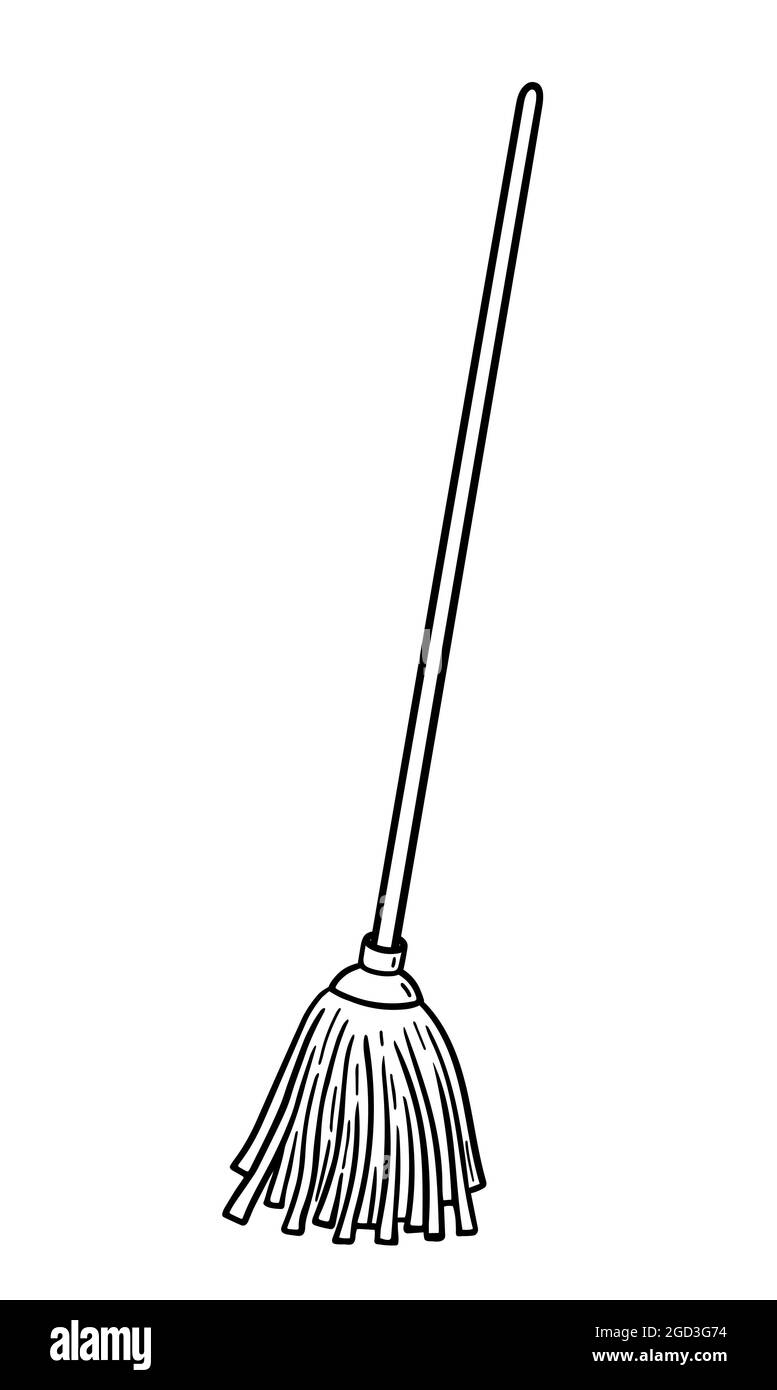 Floor mop with handle isolated on white background. Vector hand-drawn  illustration in doodle style. Suitable for your projects, decorations,  logo, various designs Stock Vector Image & Art - Alamy