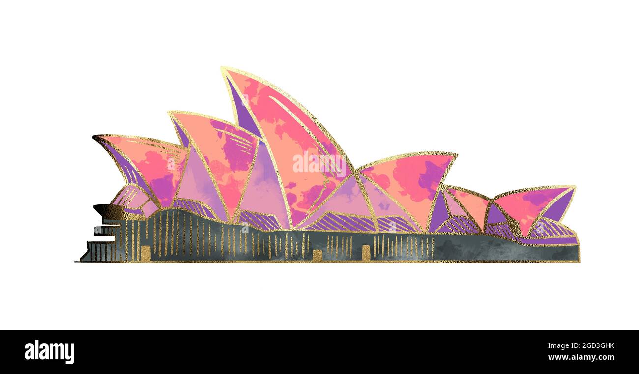 Illustration of a colored drawing of Australia symbol lilac on white isolated background. High quality illustration Stock Photo